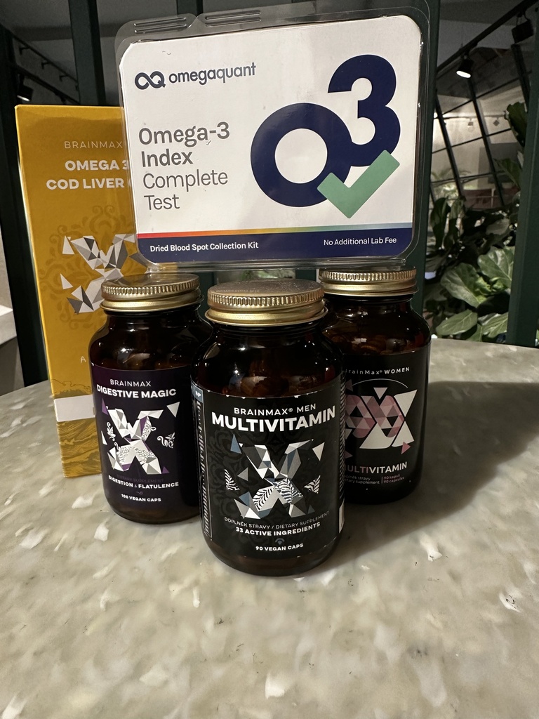 Digestive support (tmg), multivitamine (man, woman), omega-3 and omega test